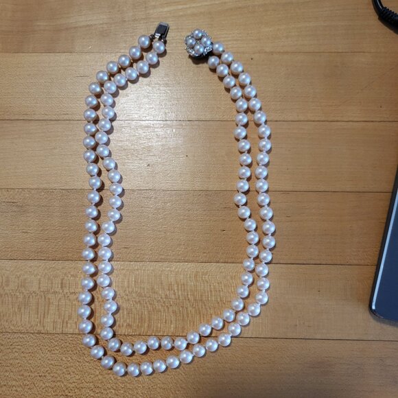 Vintage Faux Pearl Double-Strand Necklace - Picture 2 of 5